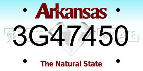 3G47450 Arkansas License Plate
