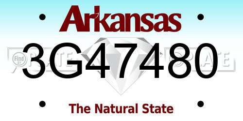 3G47480 Arkansas License Plate