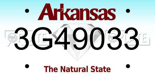 3G49033 Arkansas License Plate