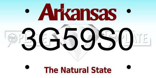 3G59S0 Arkansas License Plate