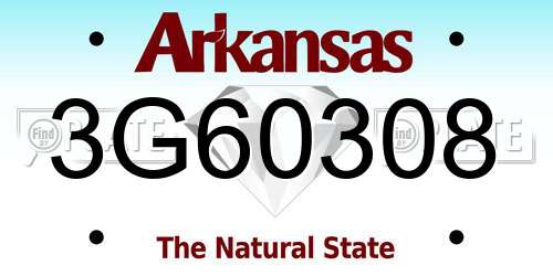 3G60308 Arkansas License Plate