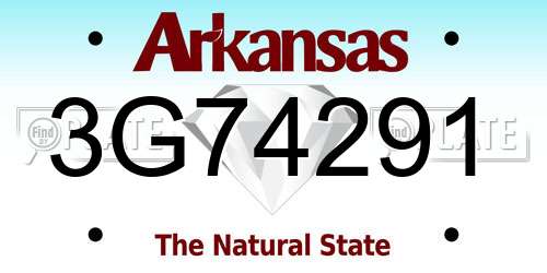 3G74291 Arkansas License Plate