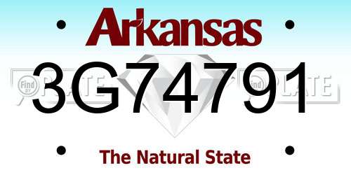 3G74791 Arkansas License Plate