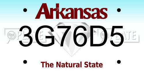 3G76D5 Arkansas License Plate