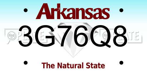 3G76Q8 Arkansas License Plate