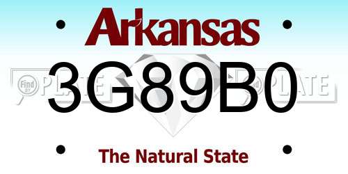 3G89B0 Arkansas License Plate