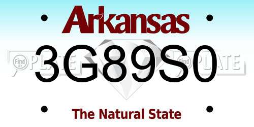 3G89S0 Arkansas License Plate