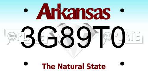 3G89T0 Arkansas License Plate