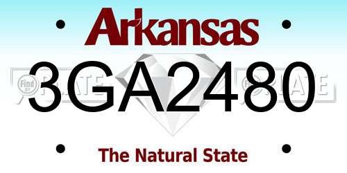 3GA2480 Arkansas License Plate