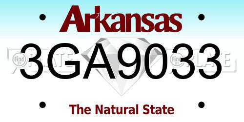 3GA9033 Arkansas License Plate