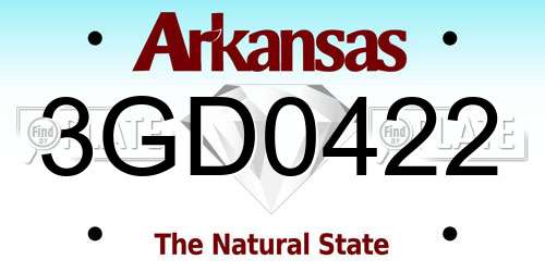 3GD0422 Arkansas License Plate