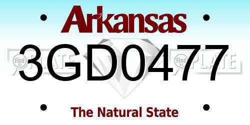 3GD0477 Arkansas License Plate