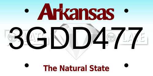 3GDD477 Arkansas License Plate