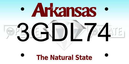 3GDL74 Arkansas License Plate