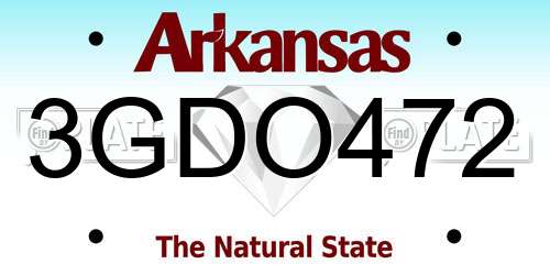 3GDO472 Arkansas License Plate
