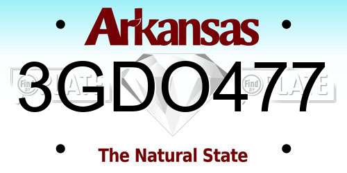 3GDO477 Arkansas License Plate