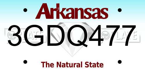 3GDQ477 Arkansas License Plate