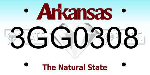 3GG0308 Arkansas License Plate