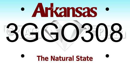 3GGO308 Arkansas License Plate