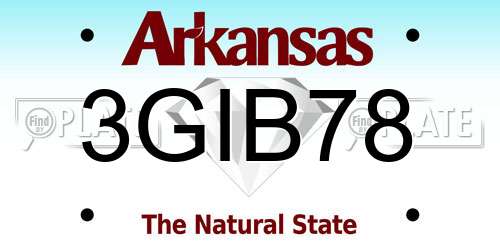 3GIB78 Arkansas License Plate