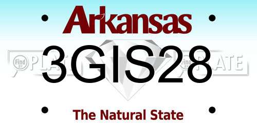 3GIS28 Arkansas License Plate