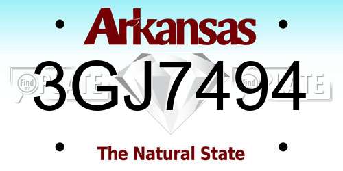 3GJ7494 Arkansas License Plate