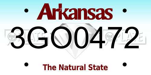 3GO0472 Arkansas License Plate