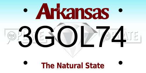 3GOL74 Arkansas License Plate
