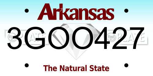 3GOO427 Arkansas License Plate