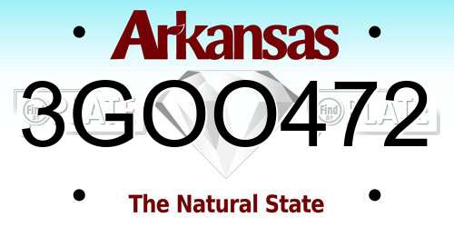 3GOO472 Arkansas License Plate
