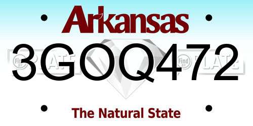 3GOQ472 Arkansas License Plate