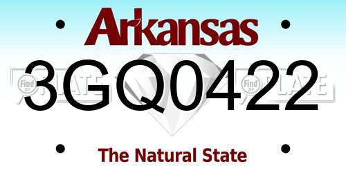 3GQ0422 Arkansas License Plate