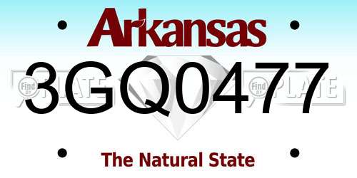 3GQ0477 Arkansas License Plate