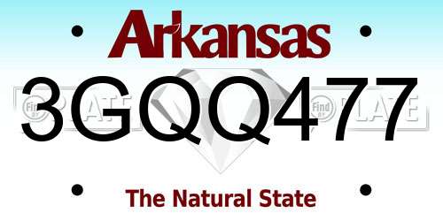 3GQQ477 Arkansas License Plate