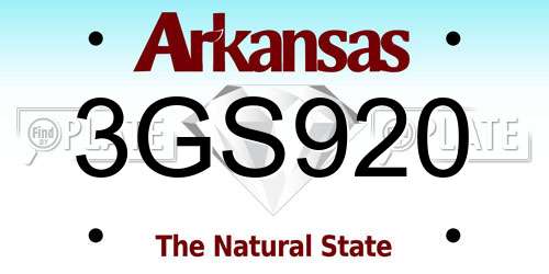 3GS920 Arkansas License Plate