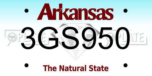 3GS950 Arkansas License Plate