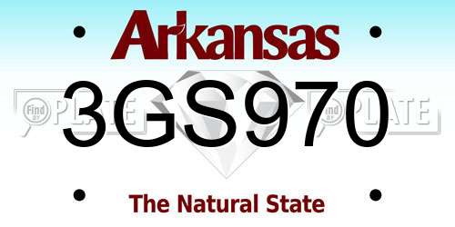 3GS970 Arkansas License Plate