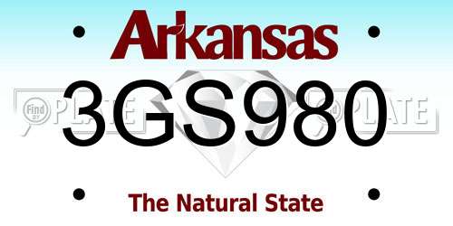 3GS980 Arkansas License Plate