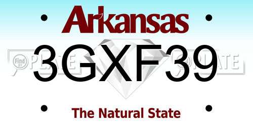 3GXF39 Arkansas License Plate