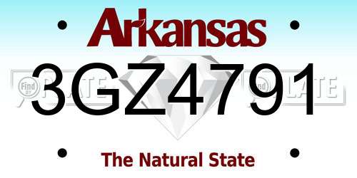 3GZ4791 Arkansas License Plate