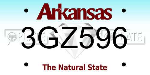 3GZ596 Arkansas License Plate