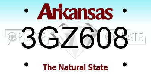 3GZ608 Arkansas License Plate