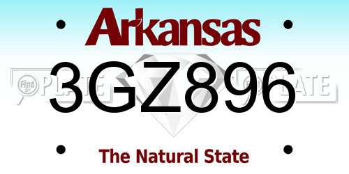 3GZ896 Arkansas License Plate