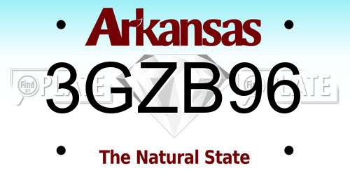 3GZB96 Arkansas License Plate