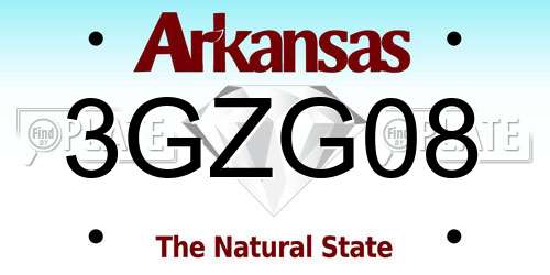 3GZG08 Arkansas License Plate