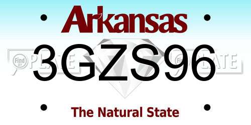 3GZS96 Arkansas License Plate