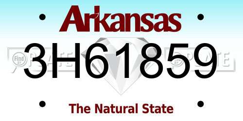 3H61859 Arkansas License Plate
