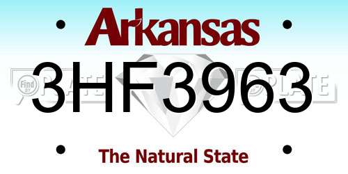 3HF3963 Arkansas License Plate