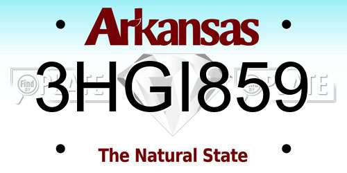 3HGI859 Arkansas License Plate