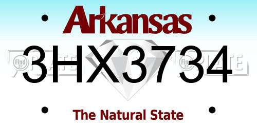 3HX3734 Arkansas License Plate